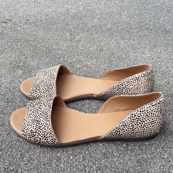 J.Crew Morgan leopard calf hair peep-toe flats Size 9.5